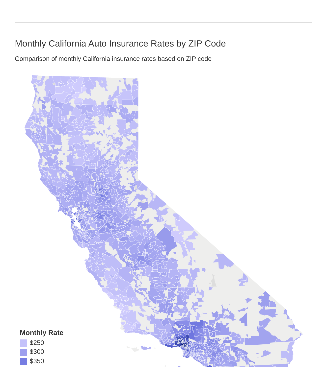 Monthly California Auto Insurance Rates by ZIP Code Monthly California Auto Insurance Rates by ZIP Code