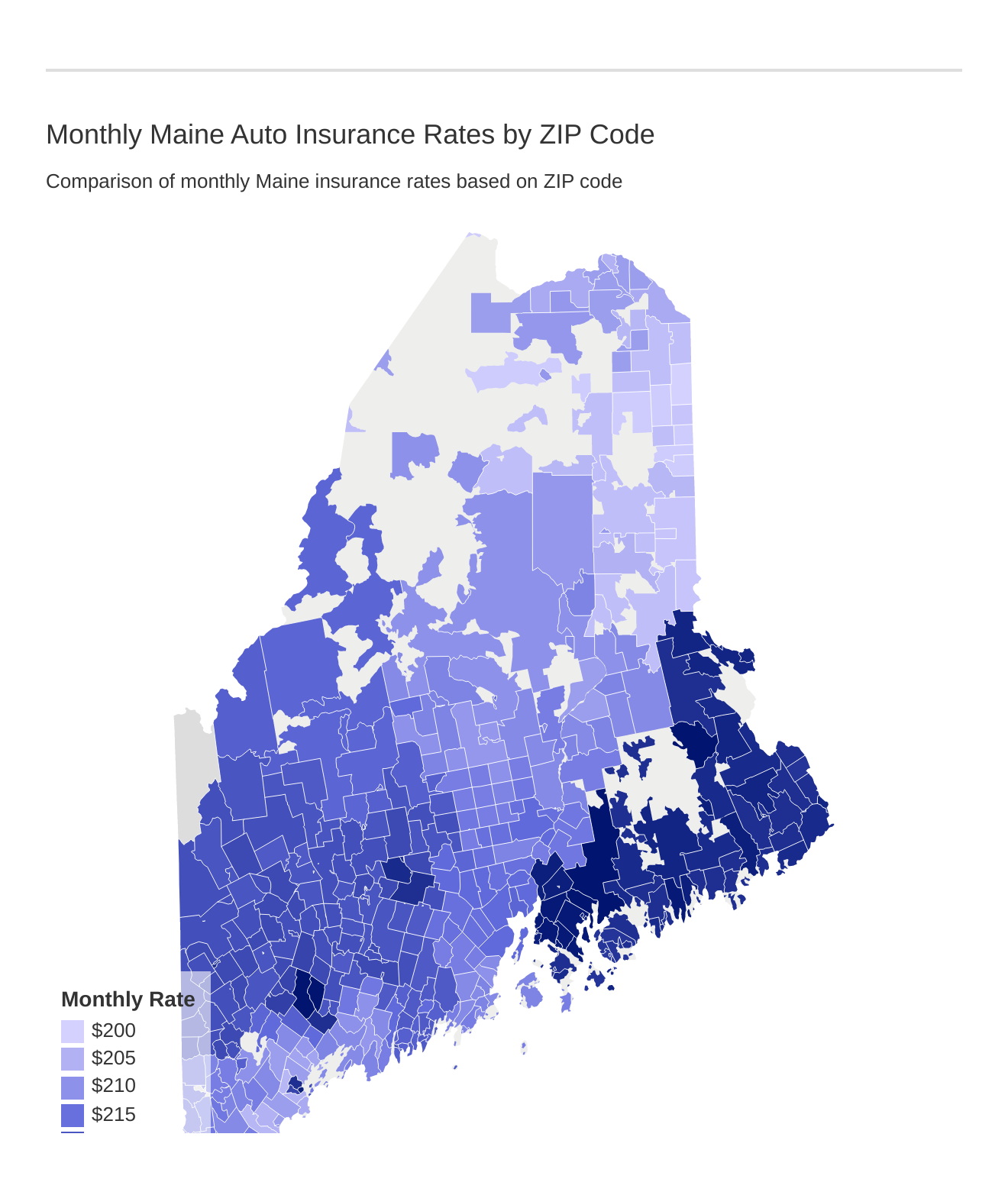 Monthly Maine Auto Insurance Rates by ZIP Code Monthly Maine Auto Insurance Rates by ZIP Code